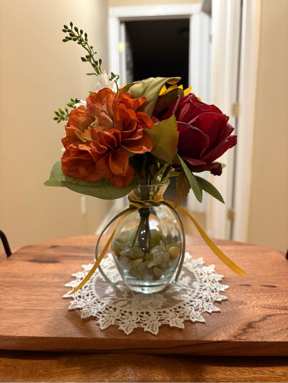 Artificial Fall Floral Arrangement in Orange & Red - Home Accents